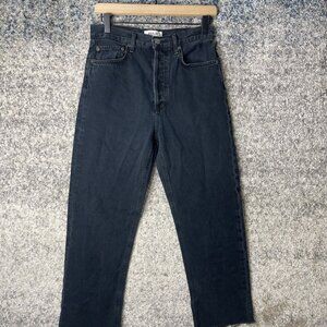 Agolde Jeans Womens 27 Black High Rise Straight Leg Raw‎ Hem Denim Made Turkey